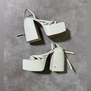 Naked Wolfe Cream Platform Heels